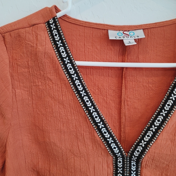 OSO Casuals Orange Boho Blouse Top Women's Size Small - Picture 7 of 8